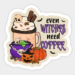Even Witches Need Coffee Sticker